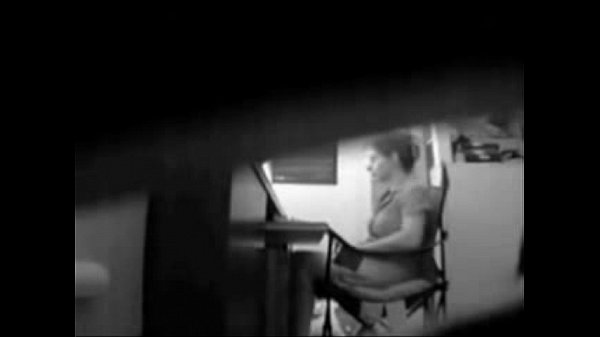 My cute wife masturbating at her desk. Hidden cam
